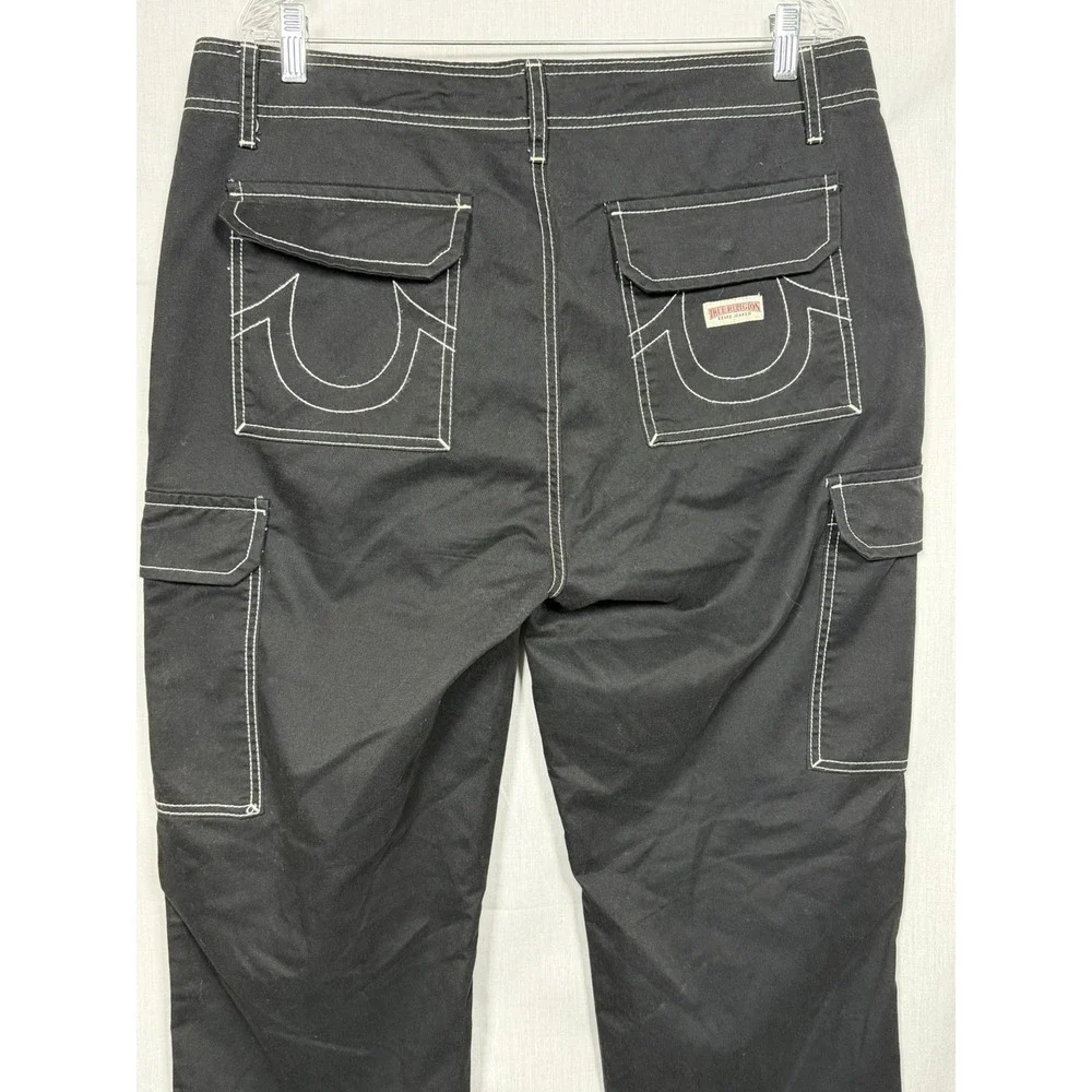 True Religion Cargo Pants Mens 34 Black Utility‎ Y2K Skate Streetwear